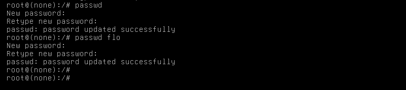 Captura de pantalla de una terminal Linux mostrando el comando passwd usado dos veces para restablecer una contraseña, con mensajes de confirmación de éxito.