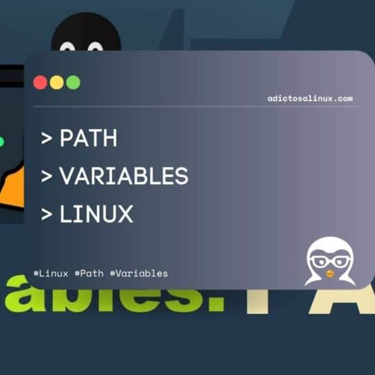 Banner para un tutorial sobre cómo establecer las path variables en Linux, con una ilustración de una terminal de comandos.