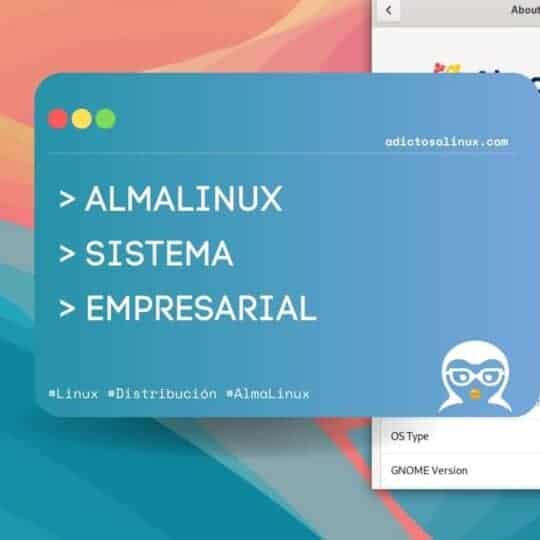 Captura de pantalla del escritorio de AlmaLinux, la alternativa gratuita a RHEL, destacando sus capacidades como sistema empresarial.