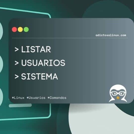 Ilustración conceptual sobre cómo listar todos los usuarios en un sistema Linux, mostrando iconos y una ventana de terminal.