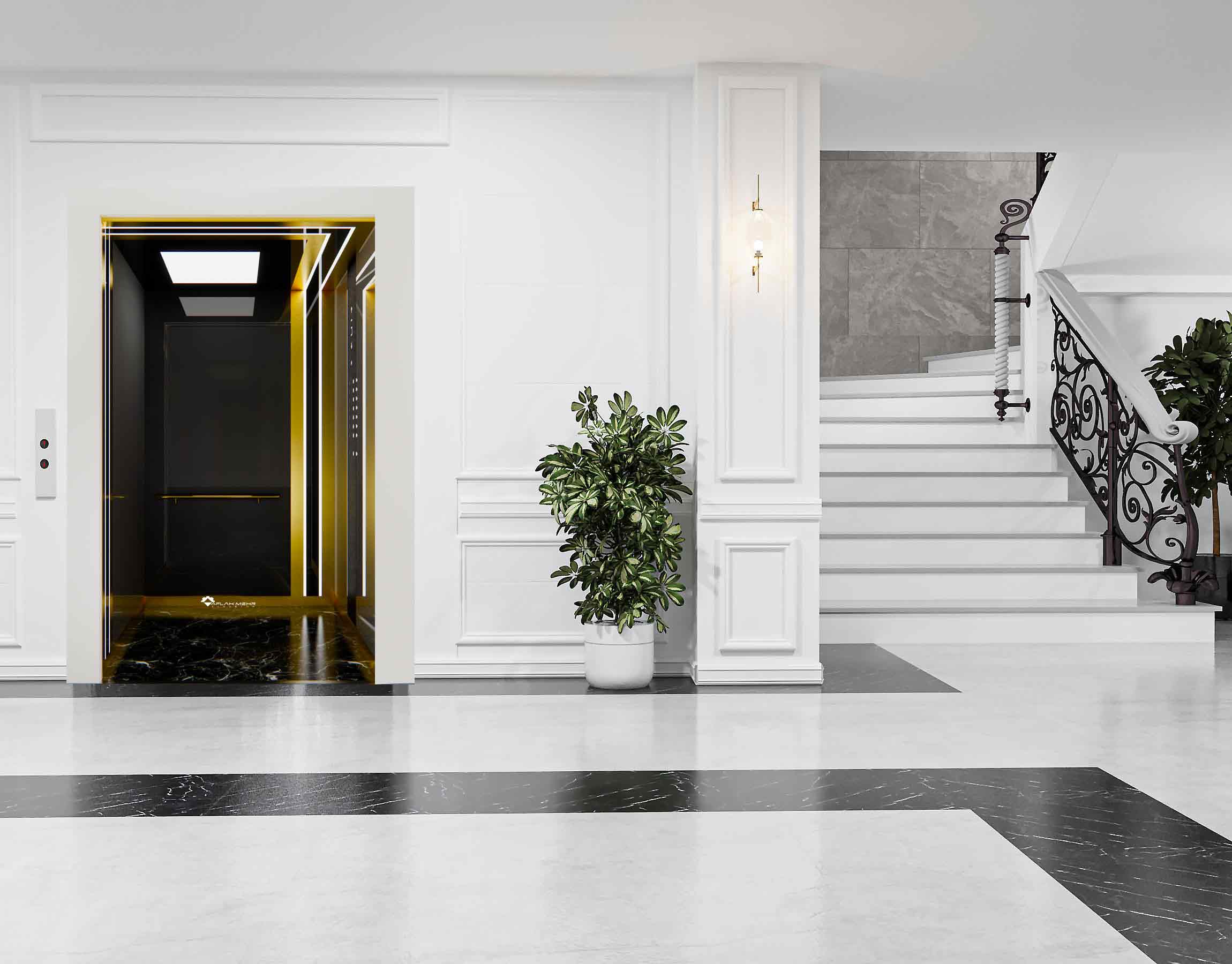 کابین خاص آسانسور افلاک مهر مدل کریستال