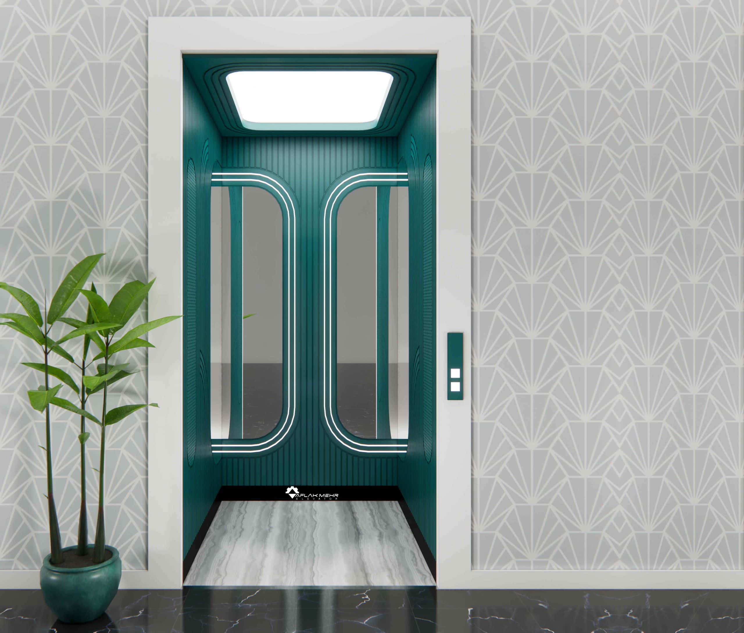 کابین خاص آسانسور افلاک مهر مدل رویال