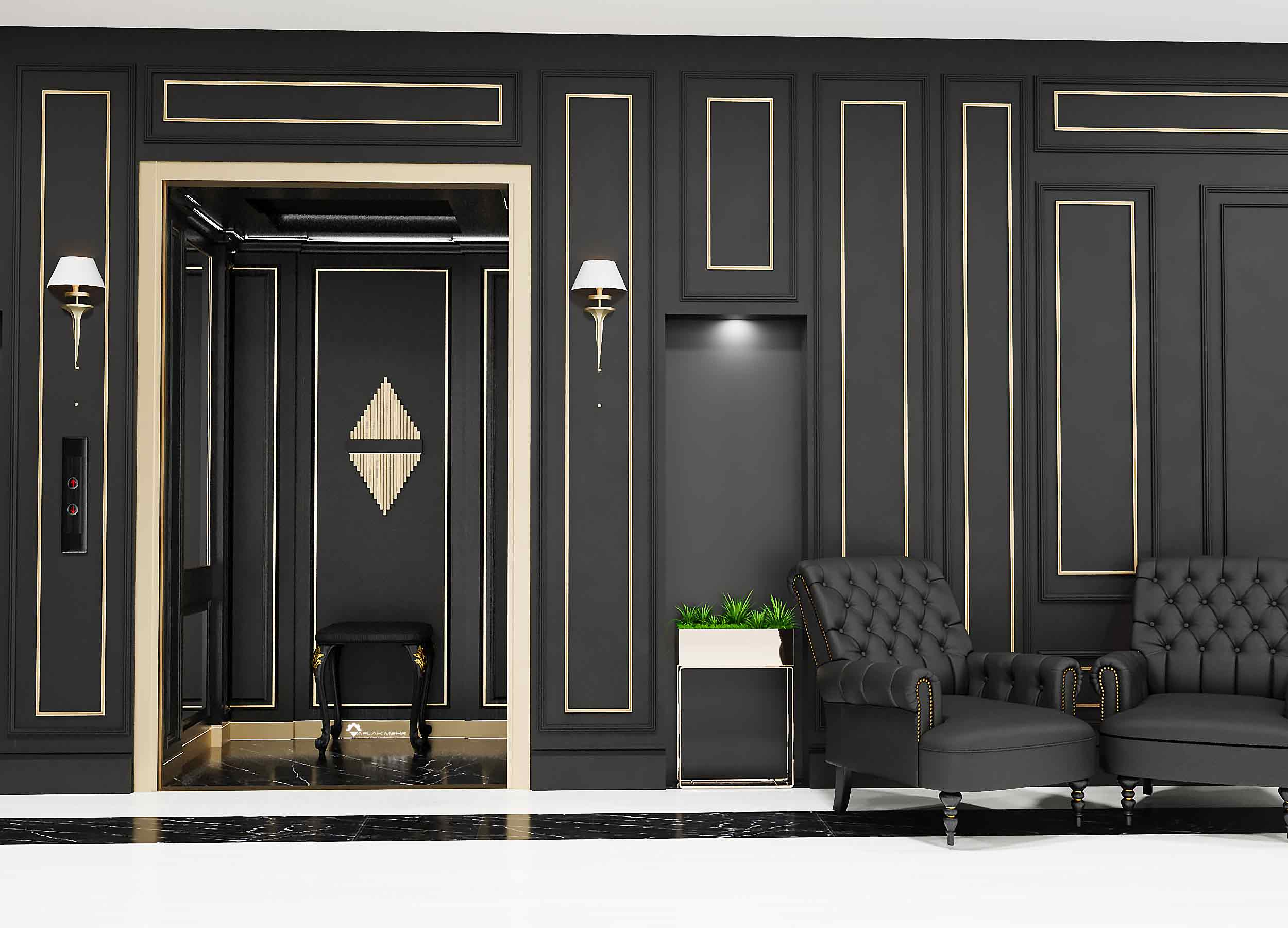 کابین خاص آسانسور افلاک مهر مدل ققنوس