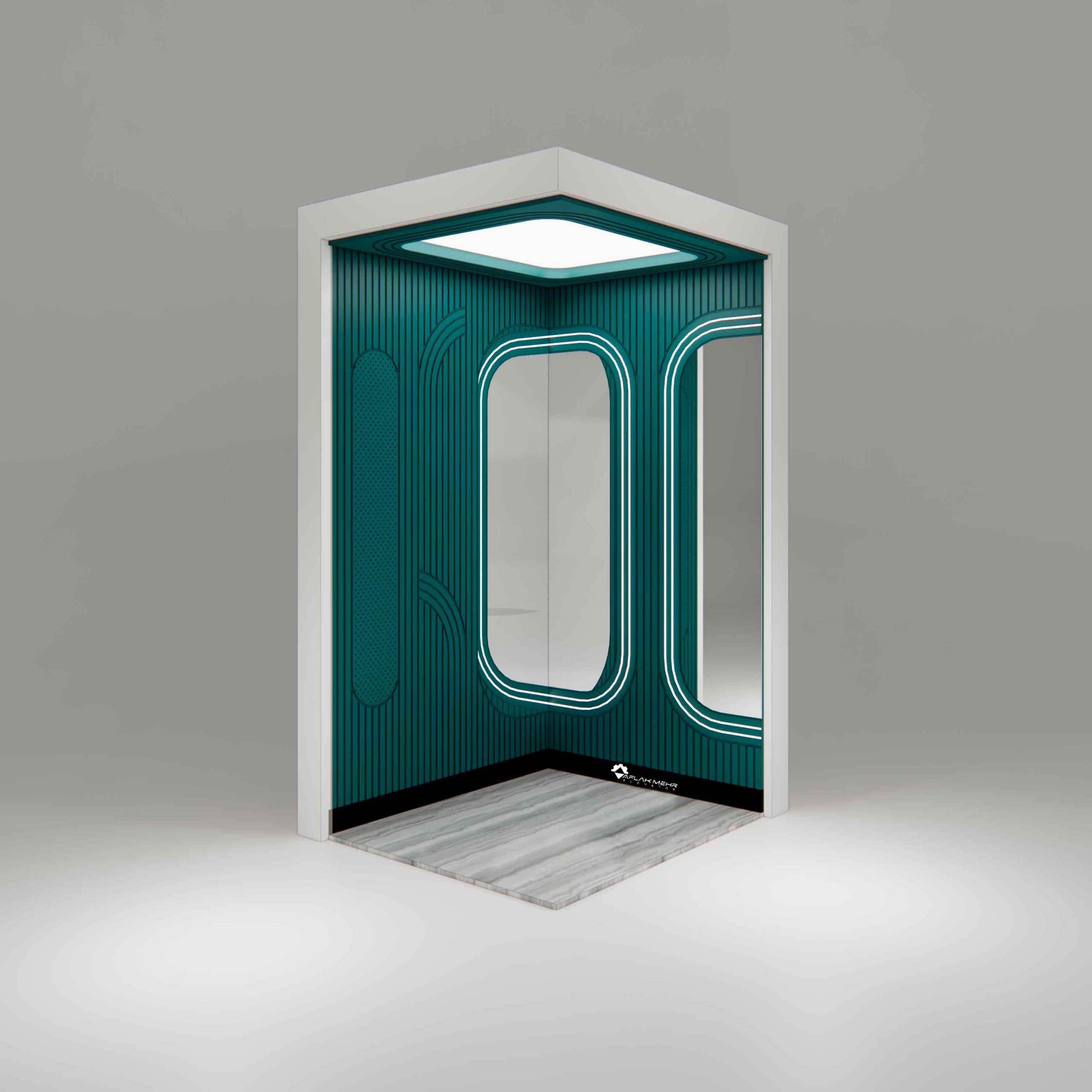 کابین خاص آسانسور افلاک مهر مدل رویال سبز