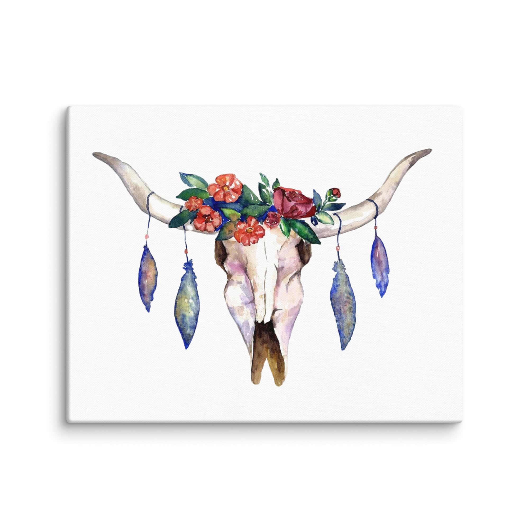 Longhorn Bull Skull 8×10 in Canvas Print