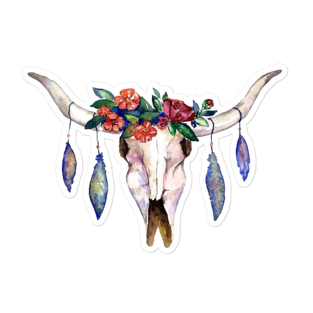 Longhorn Bull Skull Bubble-Free Sticker