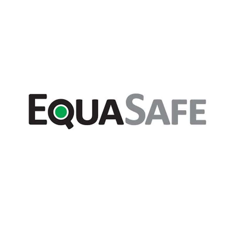 Equasafe logo, styling the "q" as an on button.