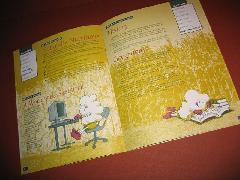Inside spread from brochure featuring Poppy illustrations.