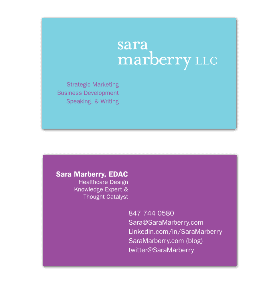 Sara Marberry Consulting, image of double sided business card