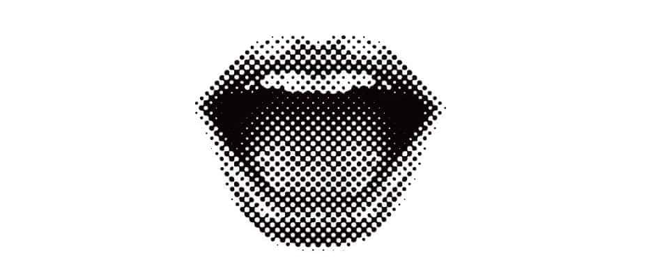 Halftone illustration of an open mouth, suggesting conversation or the moment before speaking.Halftone illustration of an open mouth, suggesting conversation or the moment before speaking.