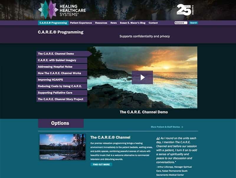 Landing page promoting The Care Channel, a product of HHS.