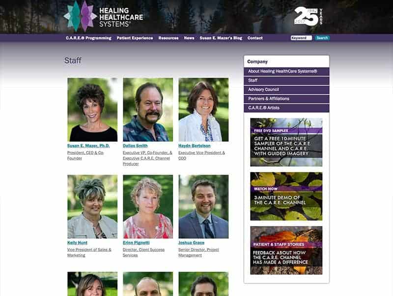 Website page for the HHS staff and bios.