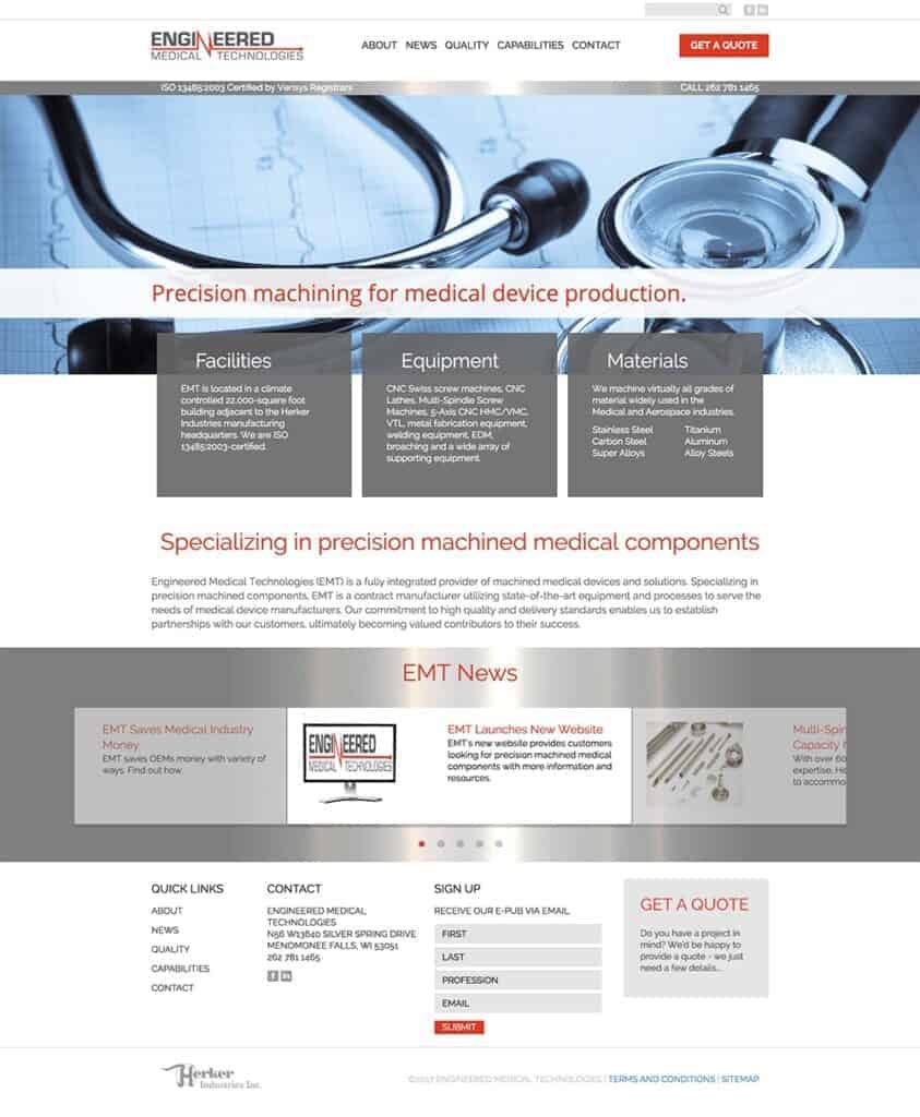 Herker Medical Instruments home page design.