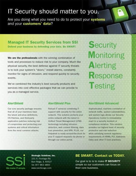 SSI digital security, sales sheet.