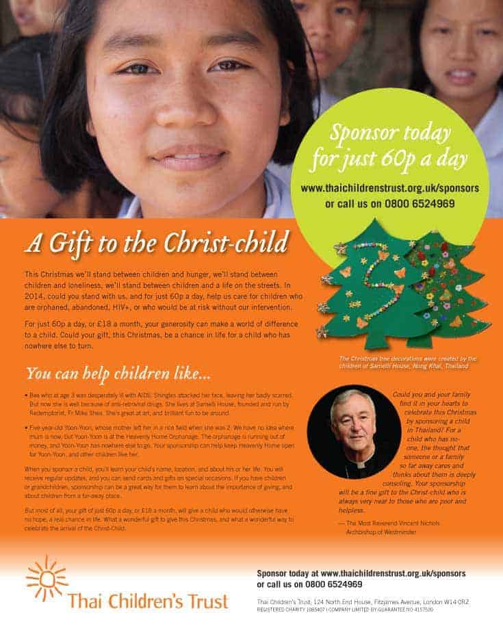 Thai Children's Trust - print ad promoting Christmas donation campaign.