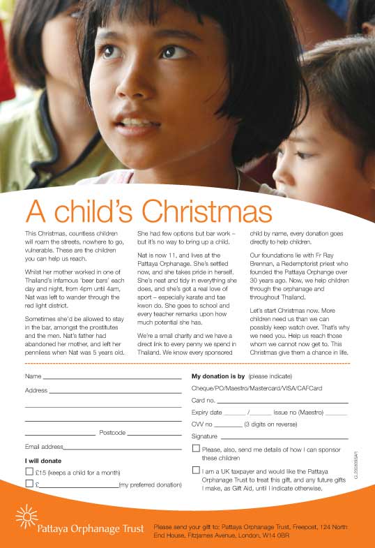Thai Children's Trust - print ad promoting Christmas donation campaign.