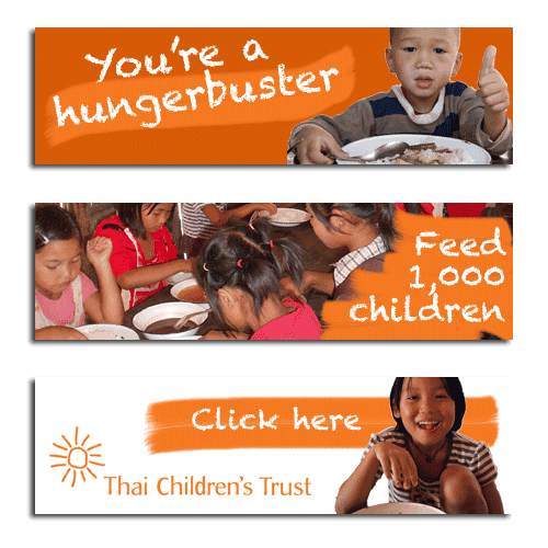 Digtal banner ads requesting donations for the Thai Children's Trust.