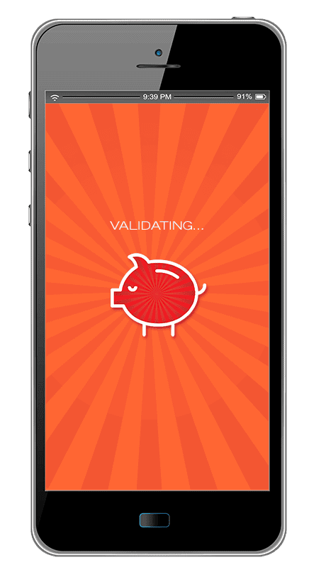 Pay Your Selfie app design, loading page.