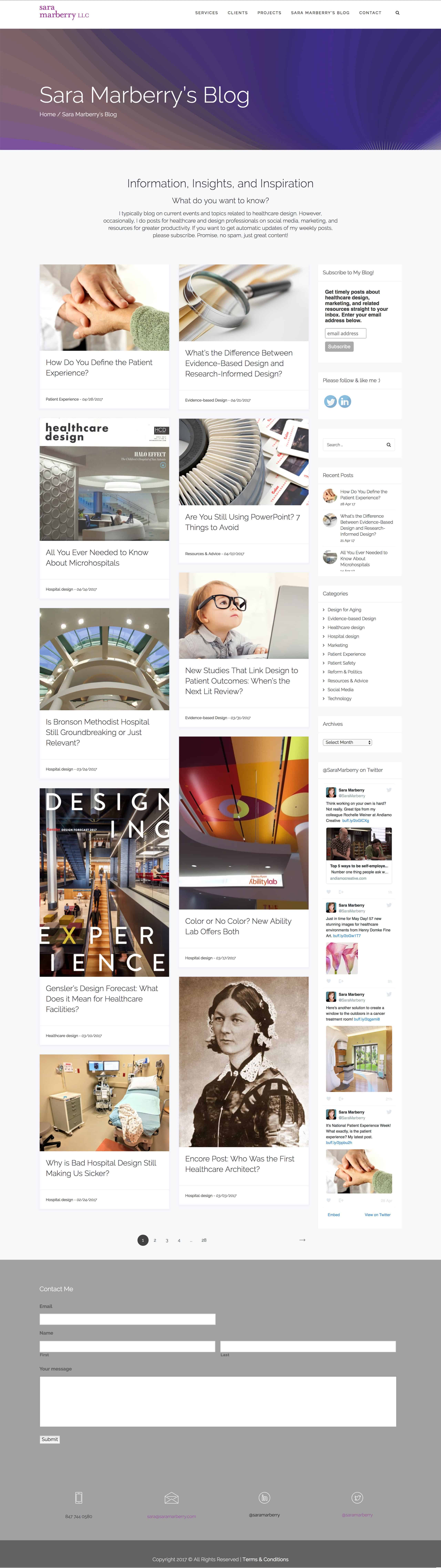 Sara Marberry Website, image of blog feed