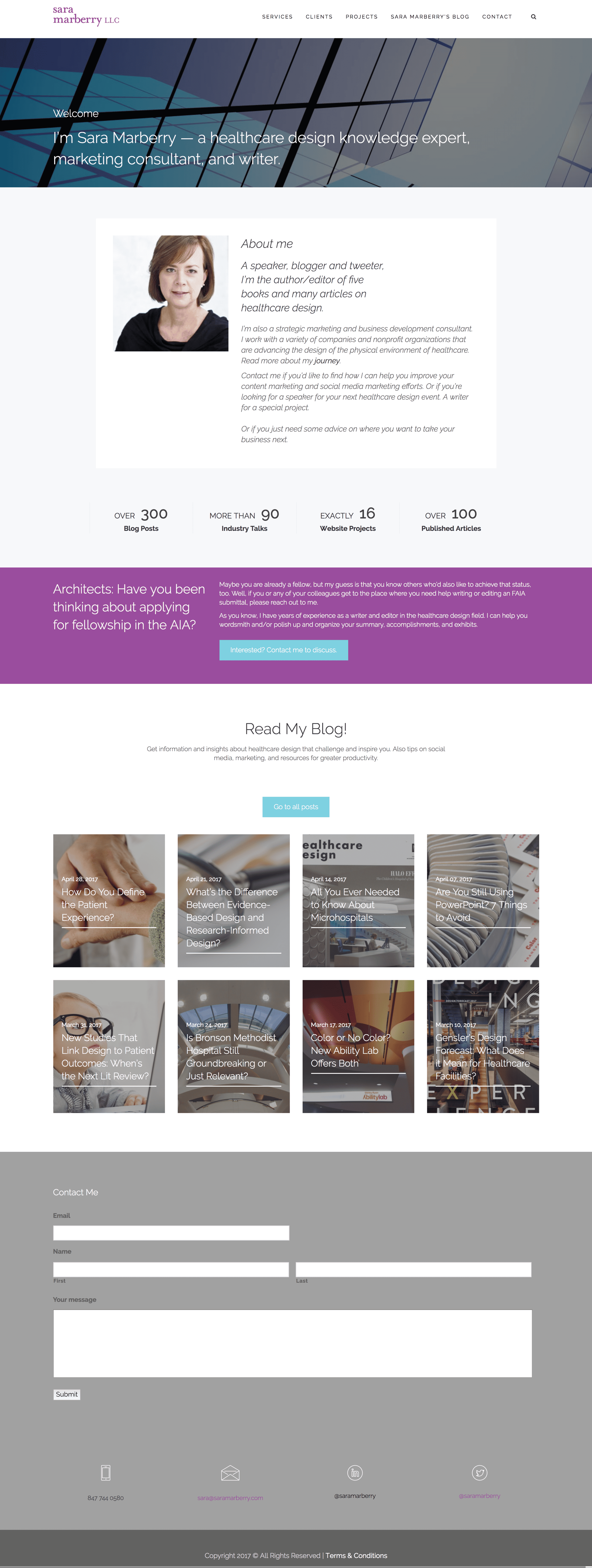 Home page for Sara Marberry consultancy website.