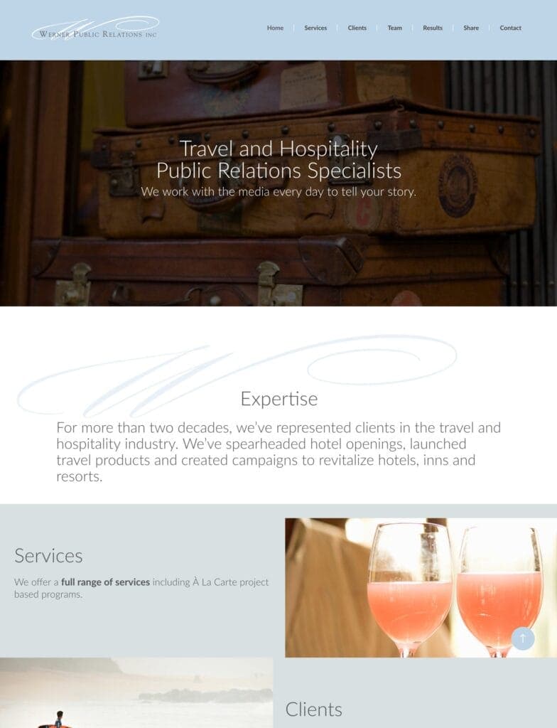 Werner PR home page design.