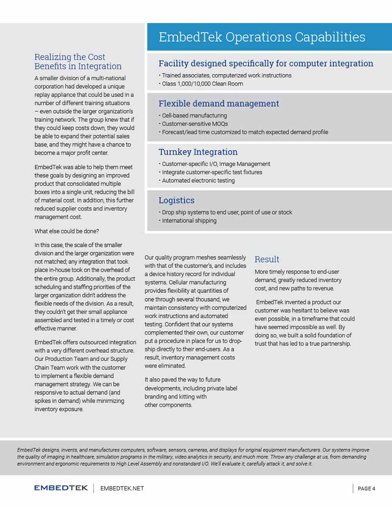 Page four with designed table inset.