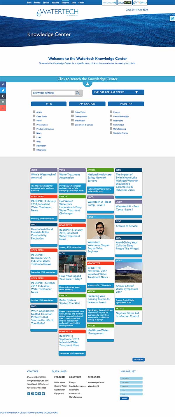 Knowledge center resource library.