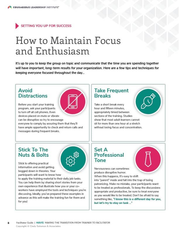 CLI Training Manual How to maintain focus and enthusiasm.