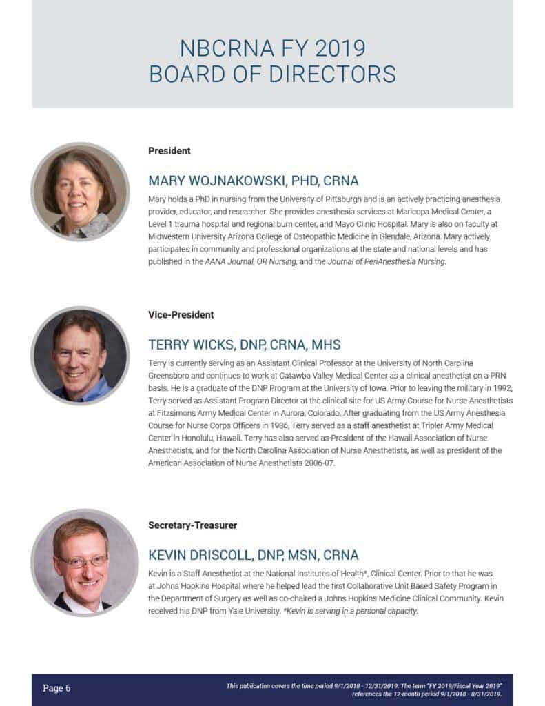 Board of directors page 1.