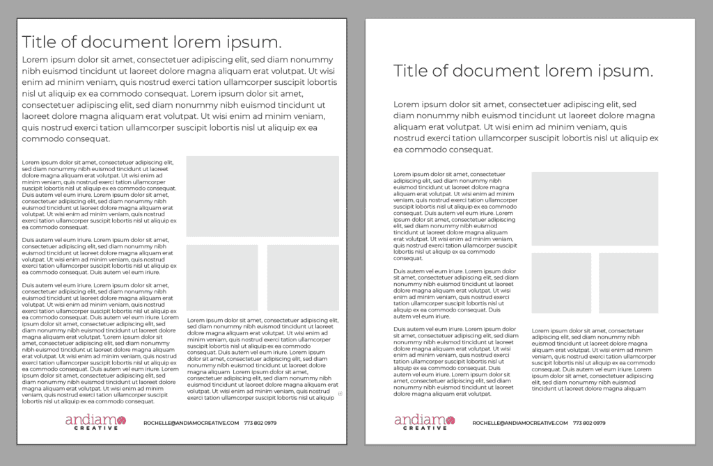 Compare the left sample with narrow margins, and the right with standard margins.