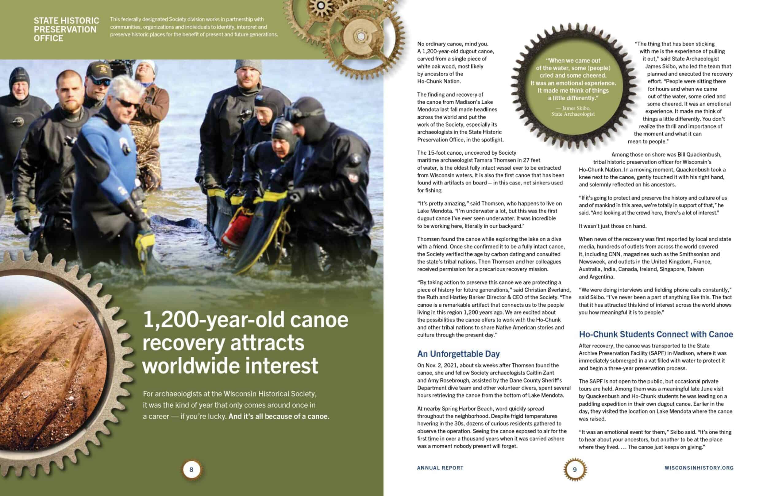 Ancient canoe recovery story.