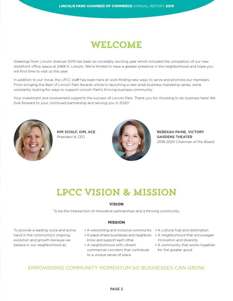 Page 3 welcome, mission and vision with head shots.