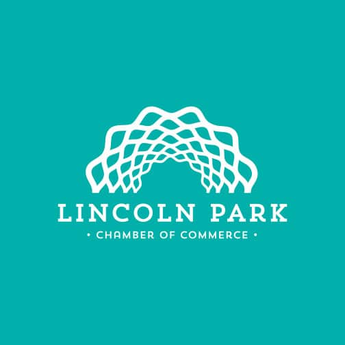 Reversed version of the logo, shown white on teal.