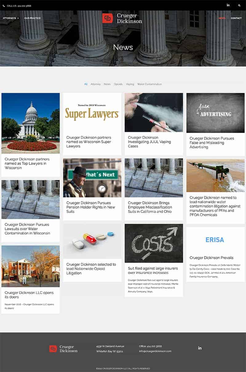 News landing page.