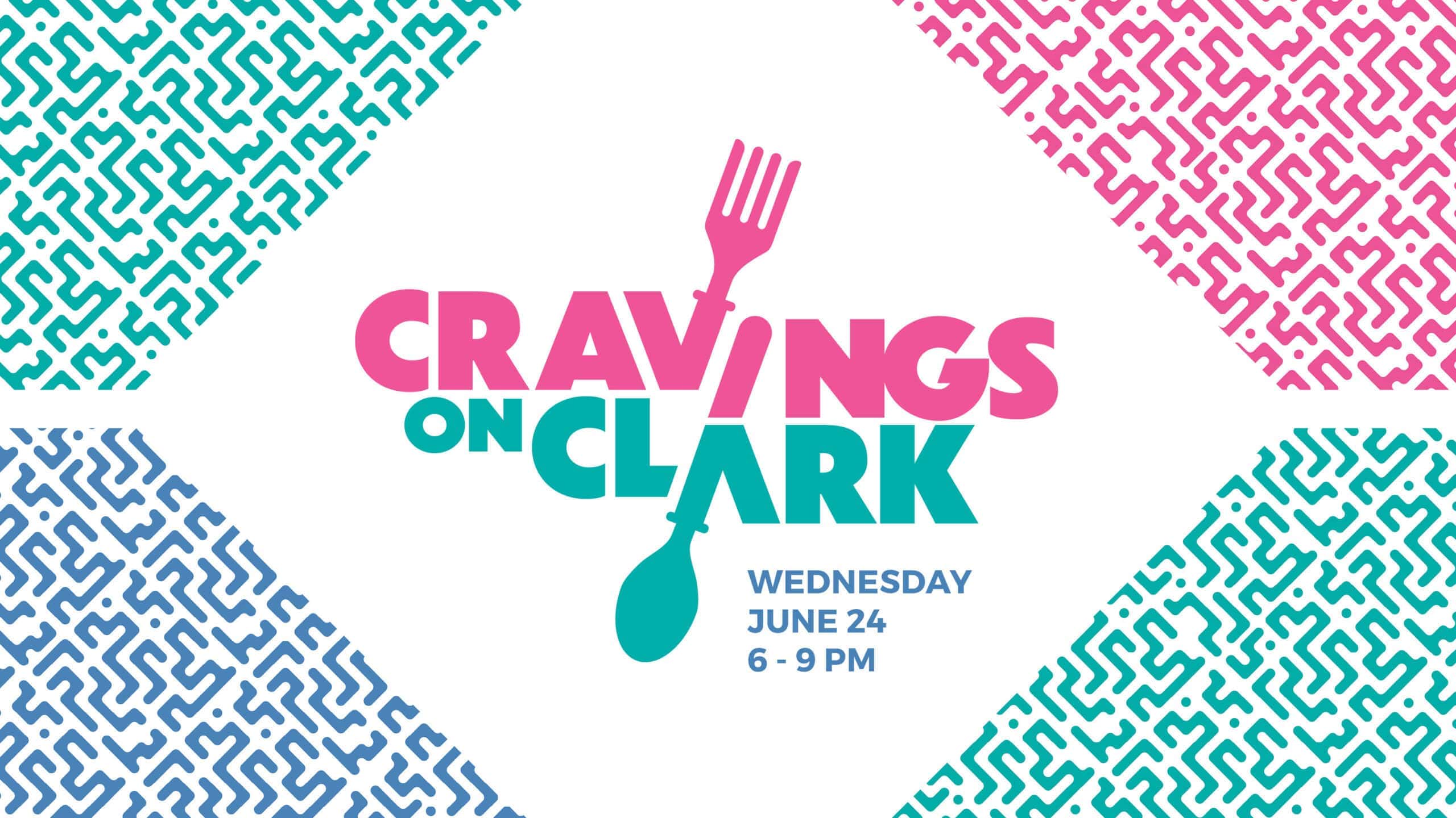 Digital promotional graphic for Cravings on Clark, sized for social media and web use.