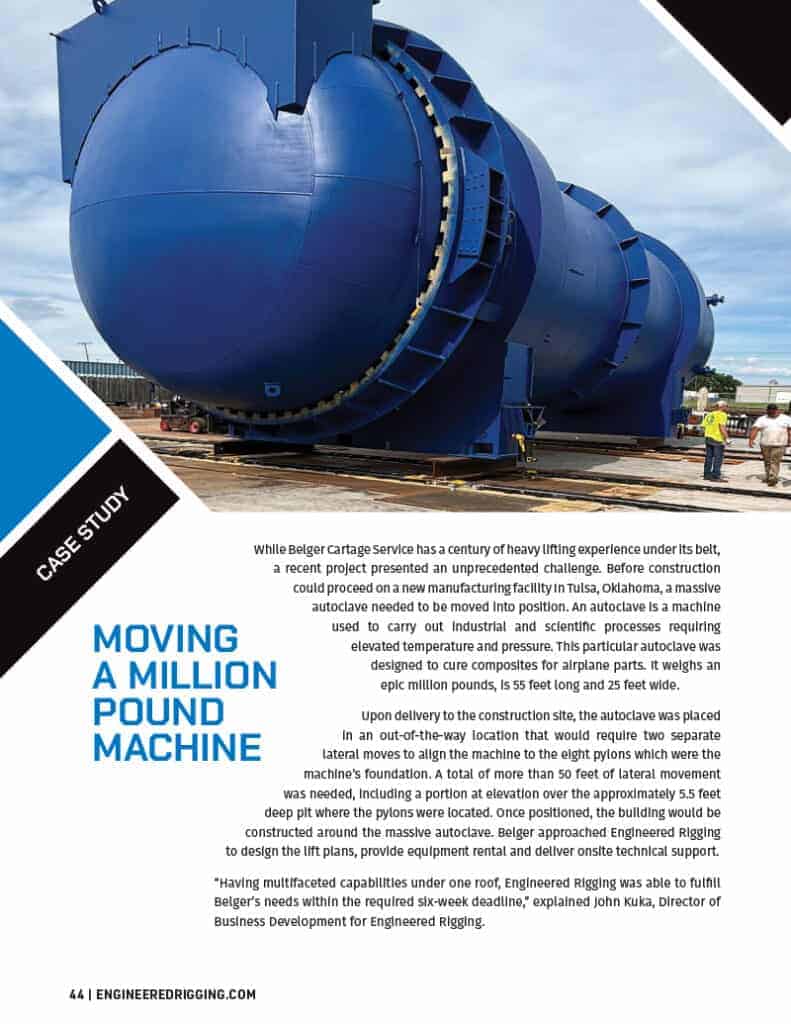 Case study, Moving a Million Pound Machine.