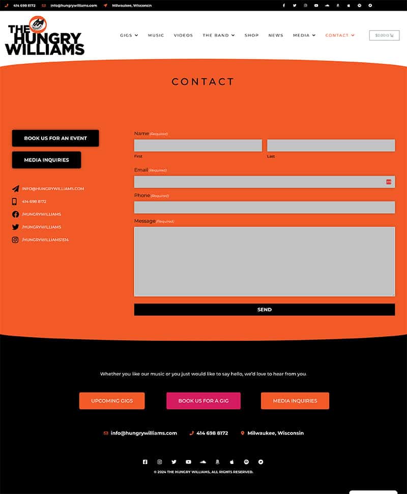 Contact us page.