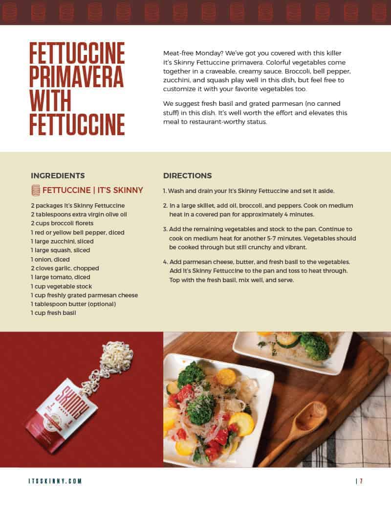 Page 7, Fettuccini Primavera recipe.