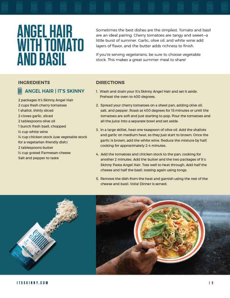 Page 9, Angel Hair with Tomato and Basil recipe.