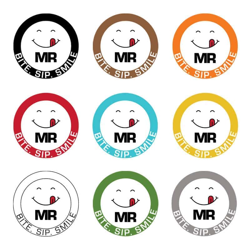 Series of stickers developed in an array of brand palette colors.
