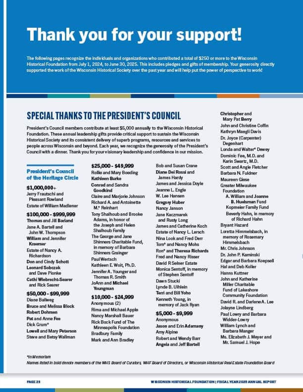 Page 28 - First page of donor listings.