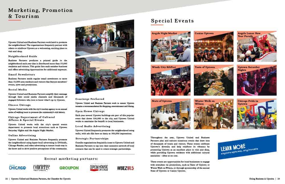 Marketing, promotion and tourism, and special events.