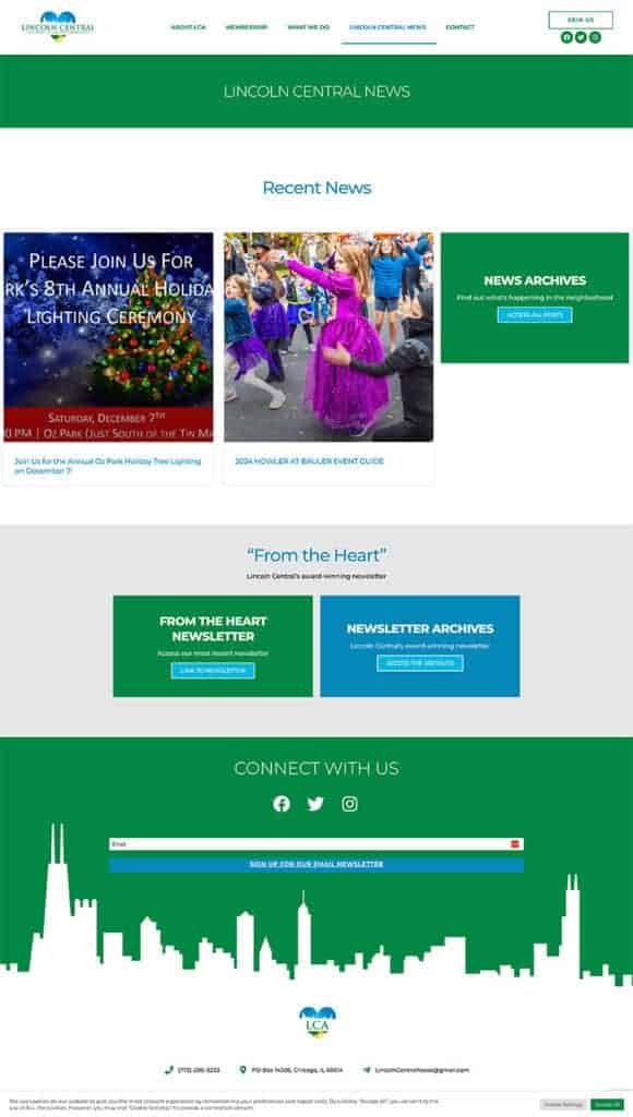 Neighborhood news landing page.