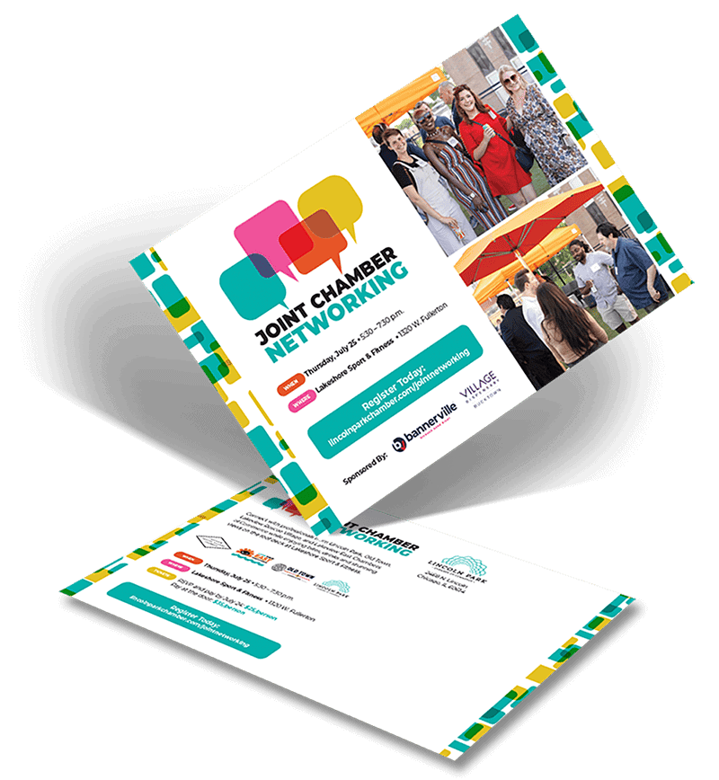 Event marketing, as a direct mail postcard.