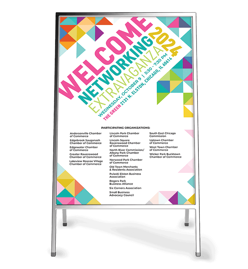 Event signage for networking event.