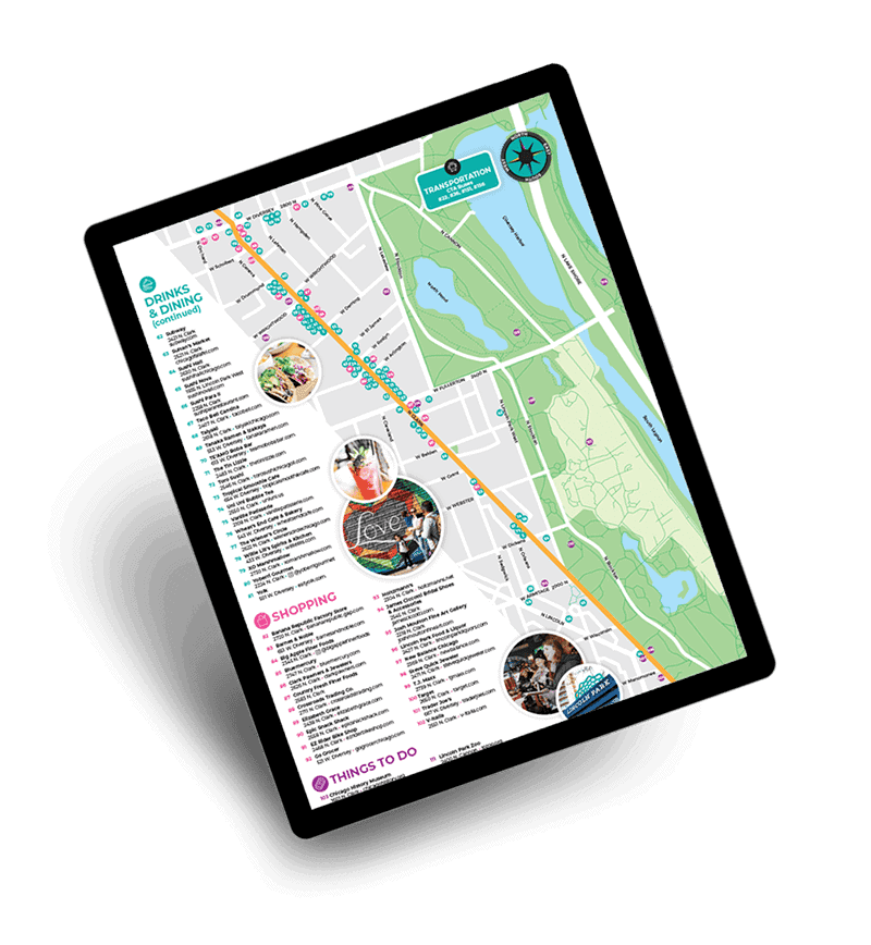 Infographic development, shown as a custom map for a shopping district.