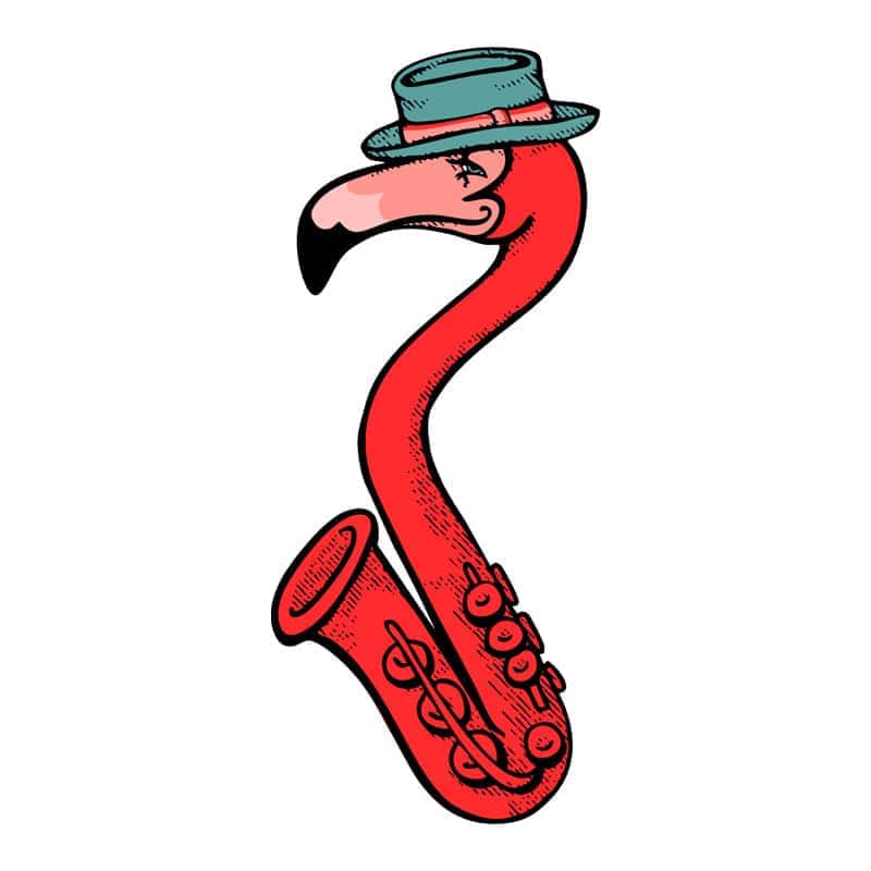"Earl" the flamingo, the saxophone/flamingo isolated.