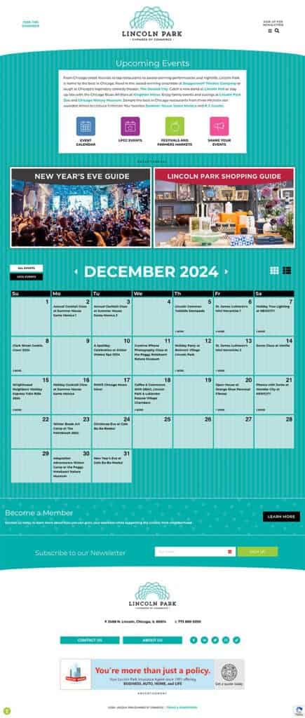 Calendar of events.