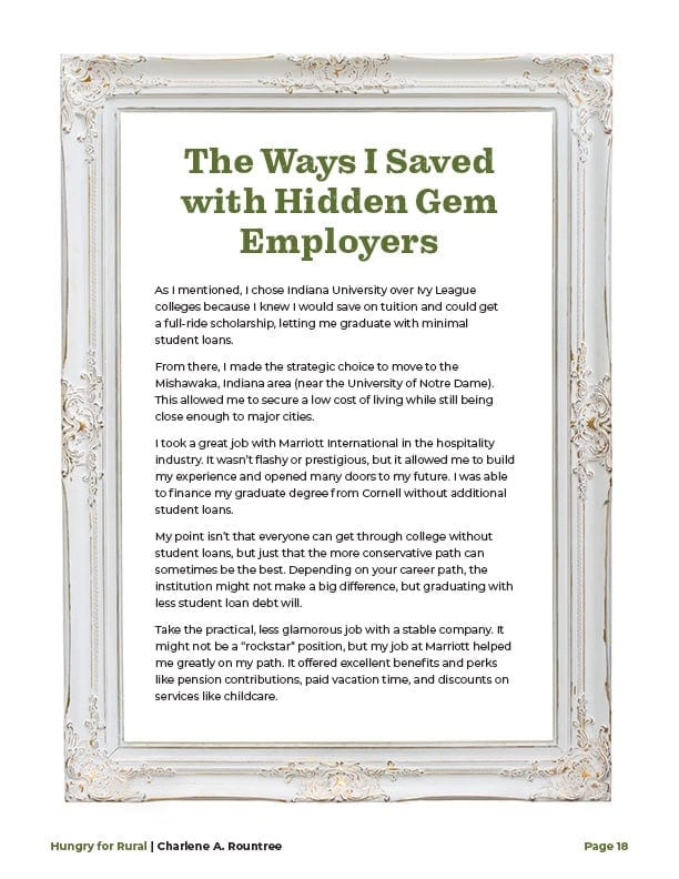The Ways I Saved with Hidden Gem Employers, shown inside a shabby chic wooden frame.