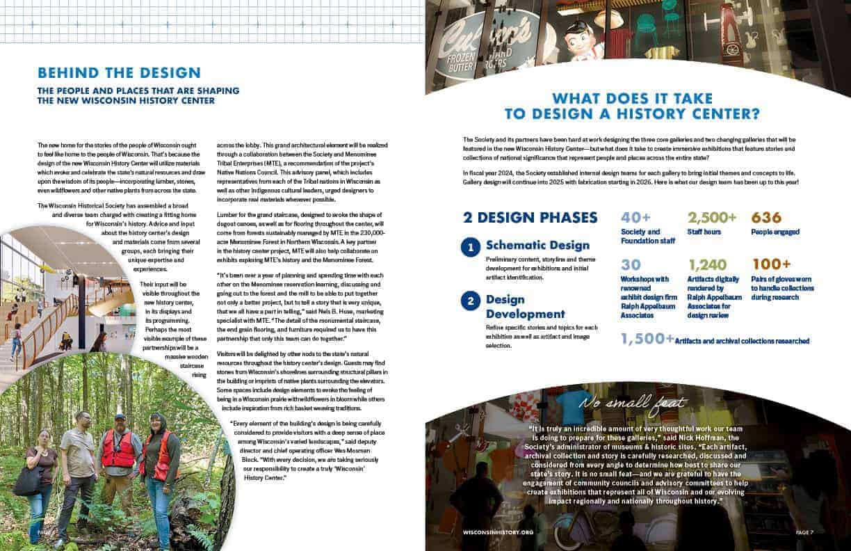Behind the Design, and infographics page describing what it takes to move a museum.